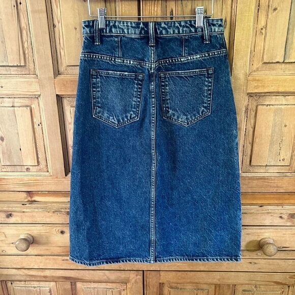 Helmut‎ Lang Size 26 Button Front Skirt Knee Length Denim Jean Pockets - Picture 8 of 9